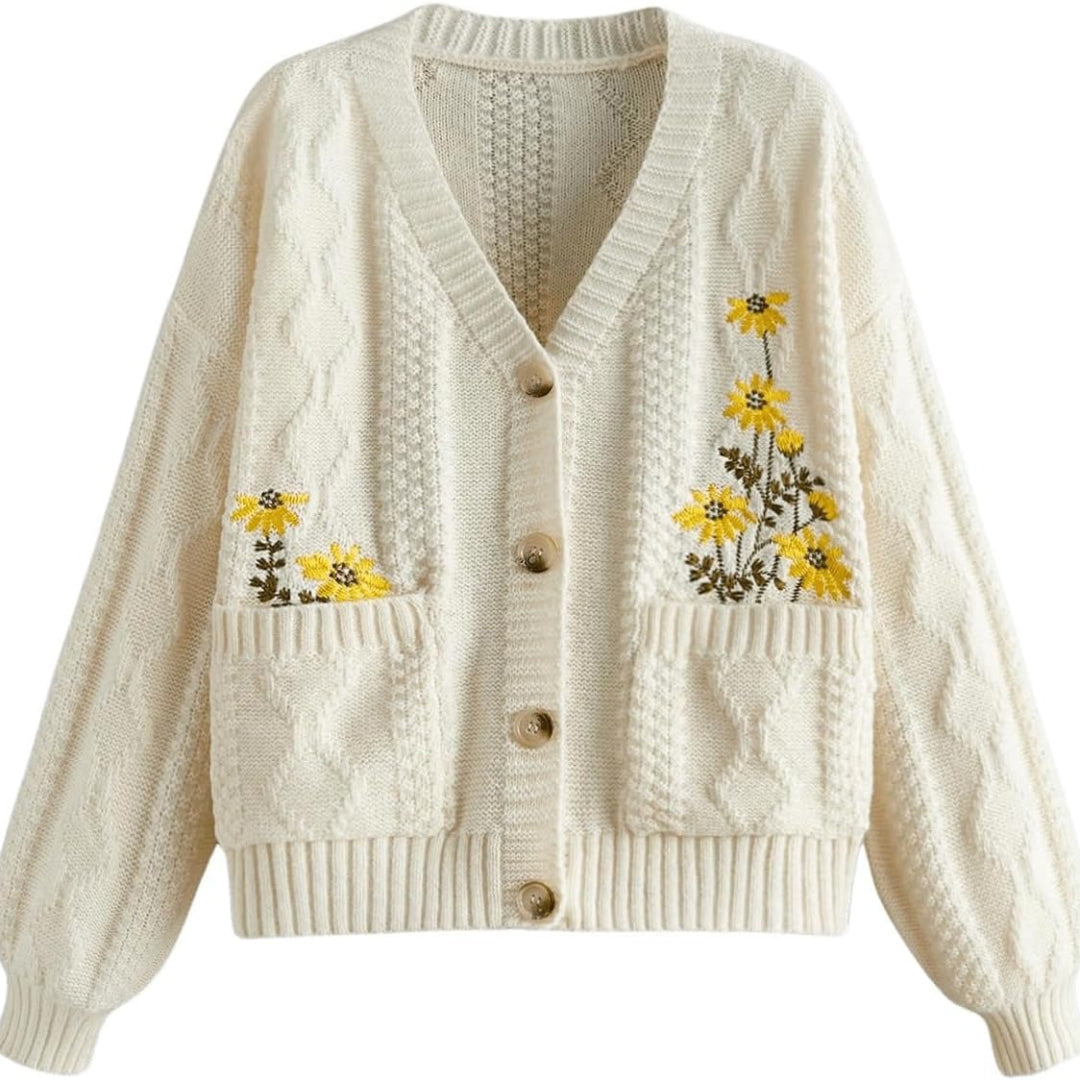 Ceylan® Embroidered Boho Floral Cardigan