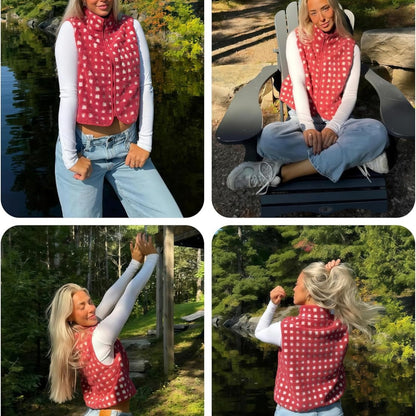 Ceylan® Checkered Sherpa Fleece Vest