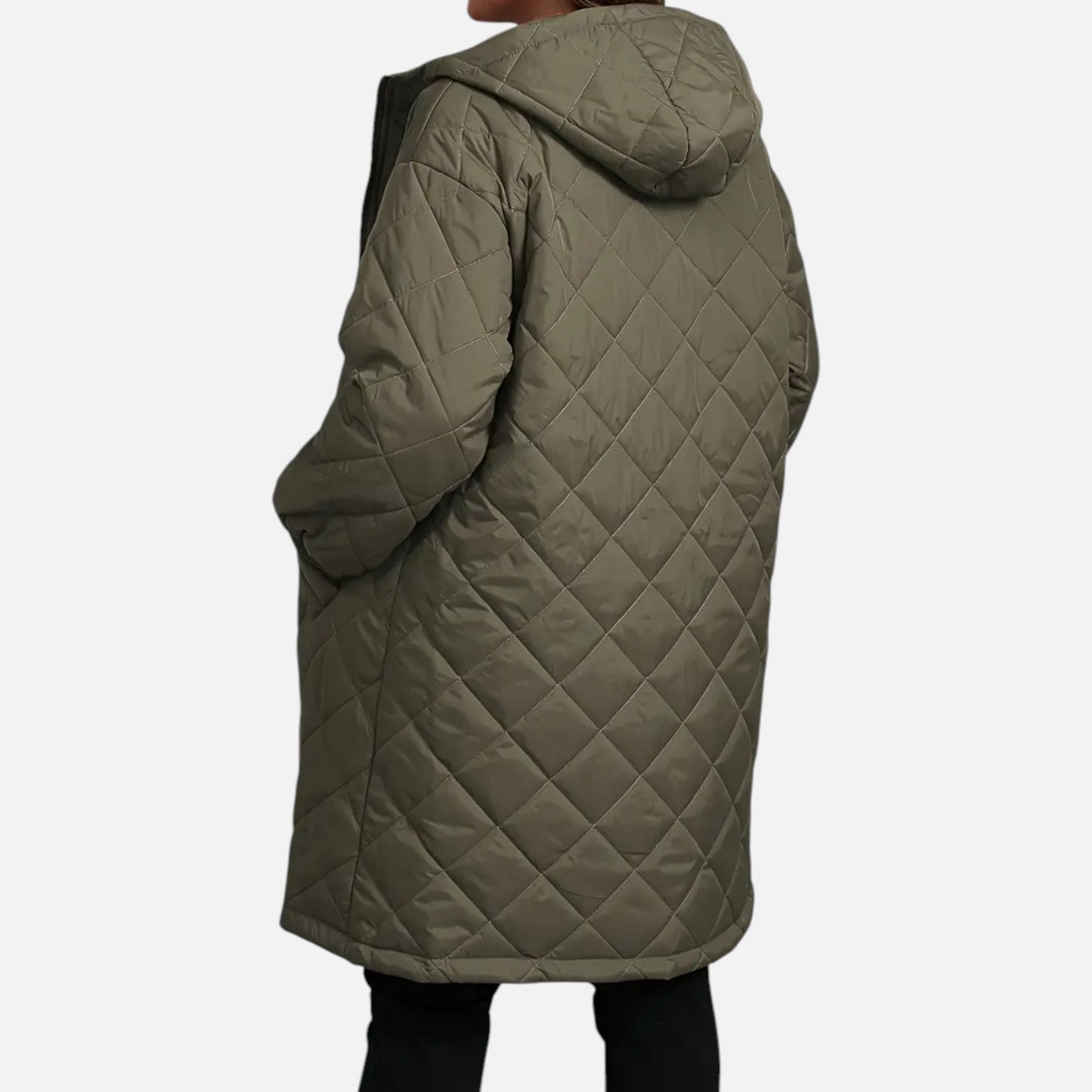 Ceylan Women’s Long Quilted Coat with Hood