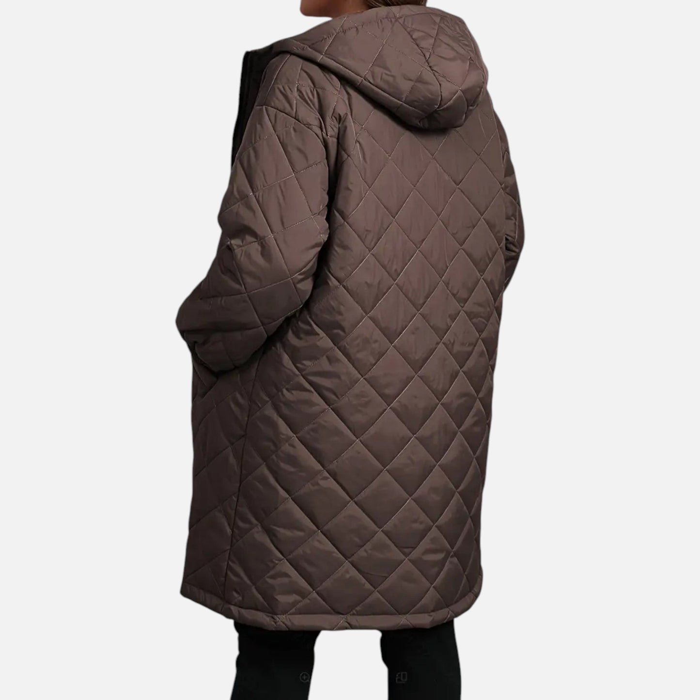 Ceylan Women’s Long Quilted Coat with Hood