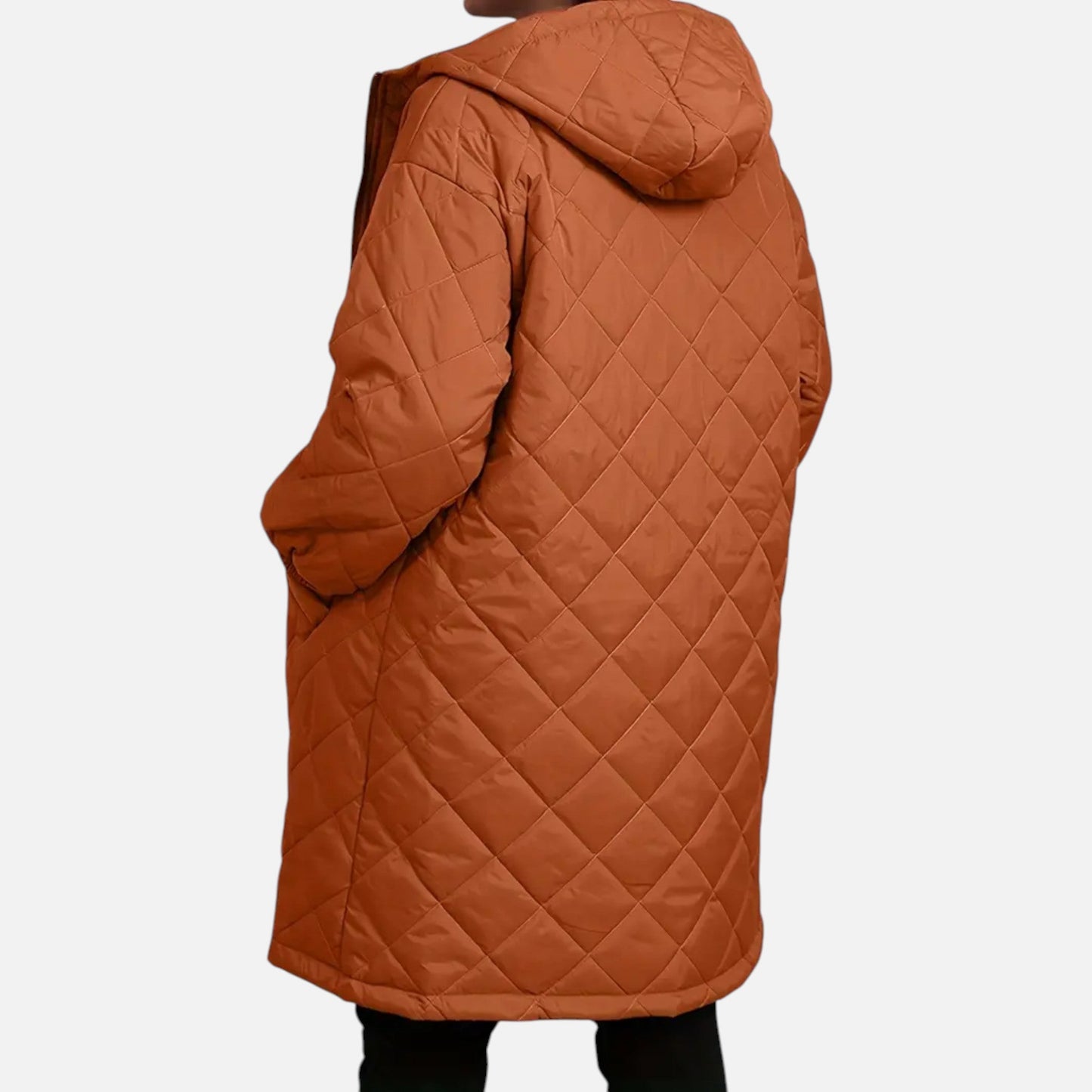 Ceylan Women’s Long Quilted Coat with Hood