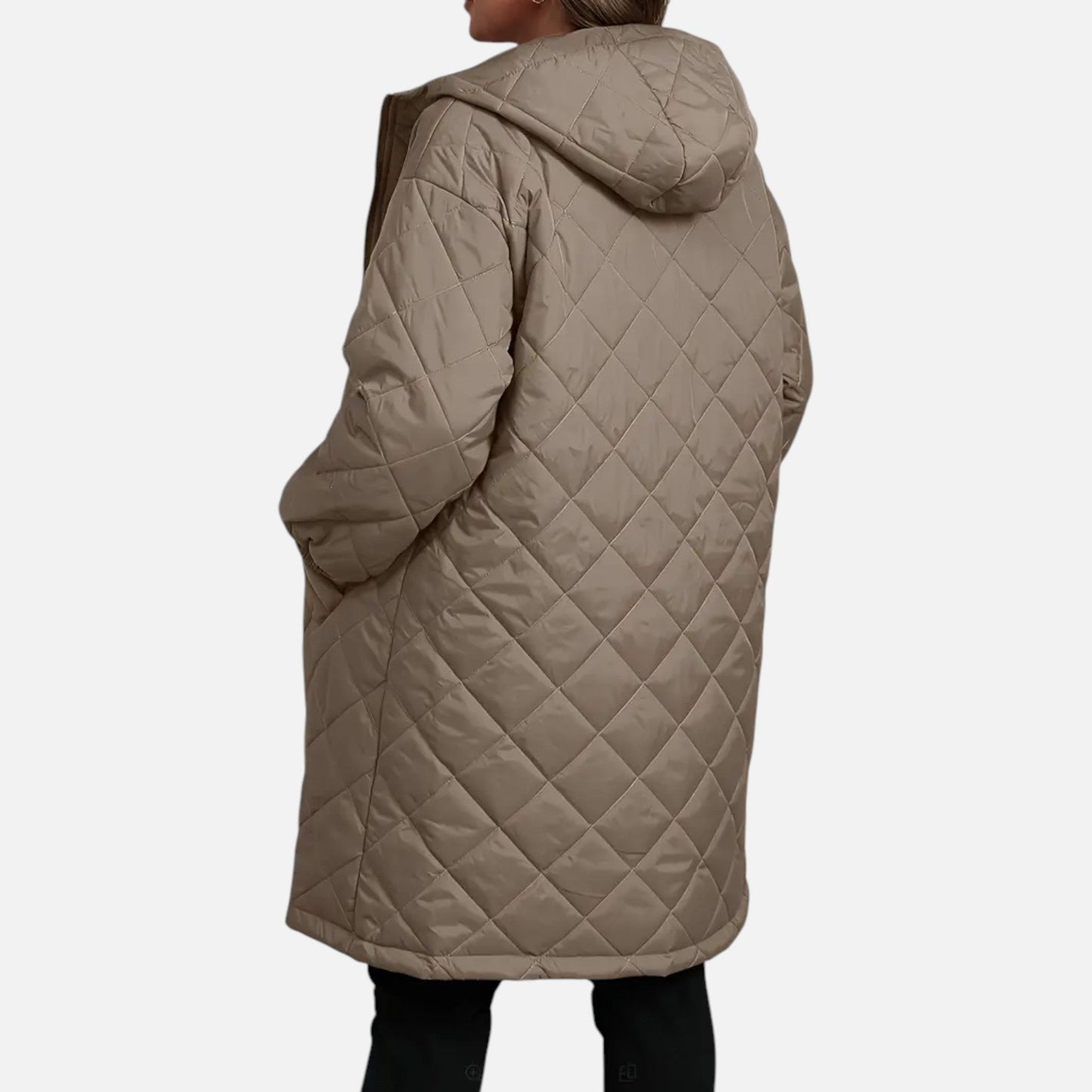 Ceylan Women’s Long Quilted Coat with Hood