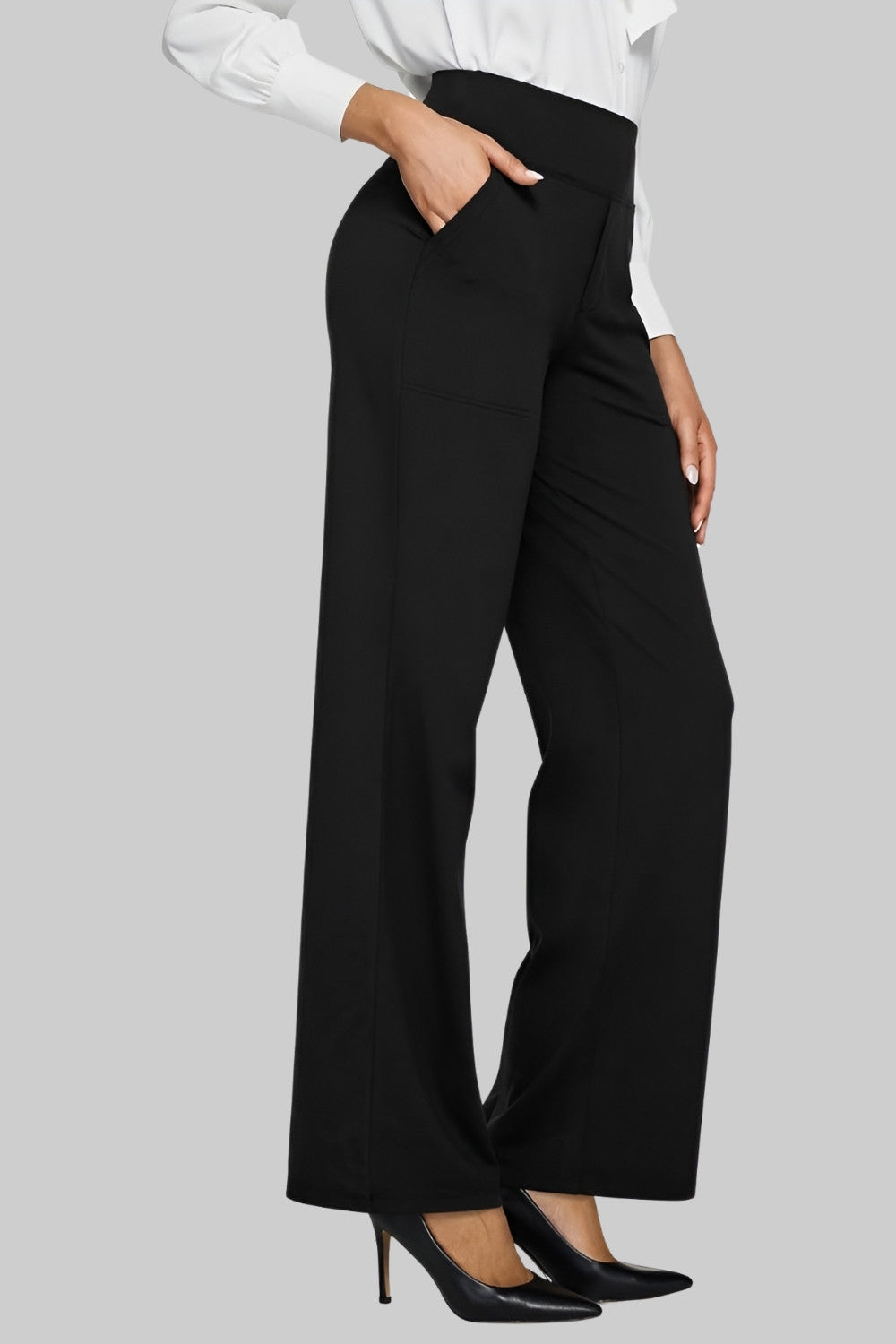 Women's High-Waist Straight-Leg Trousers With Side Pockets