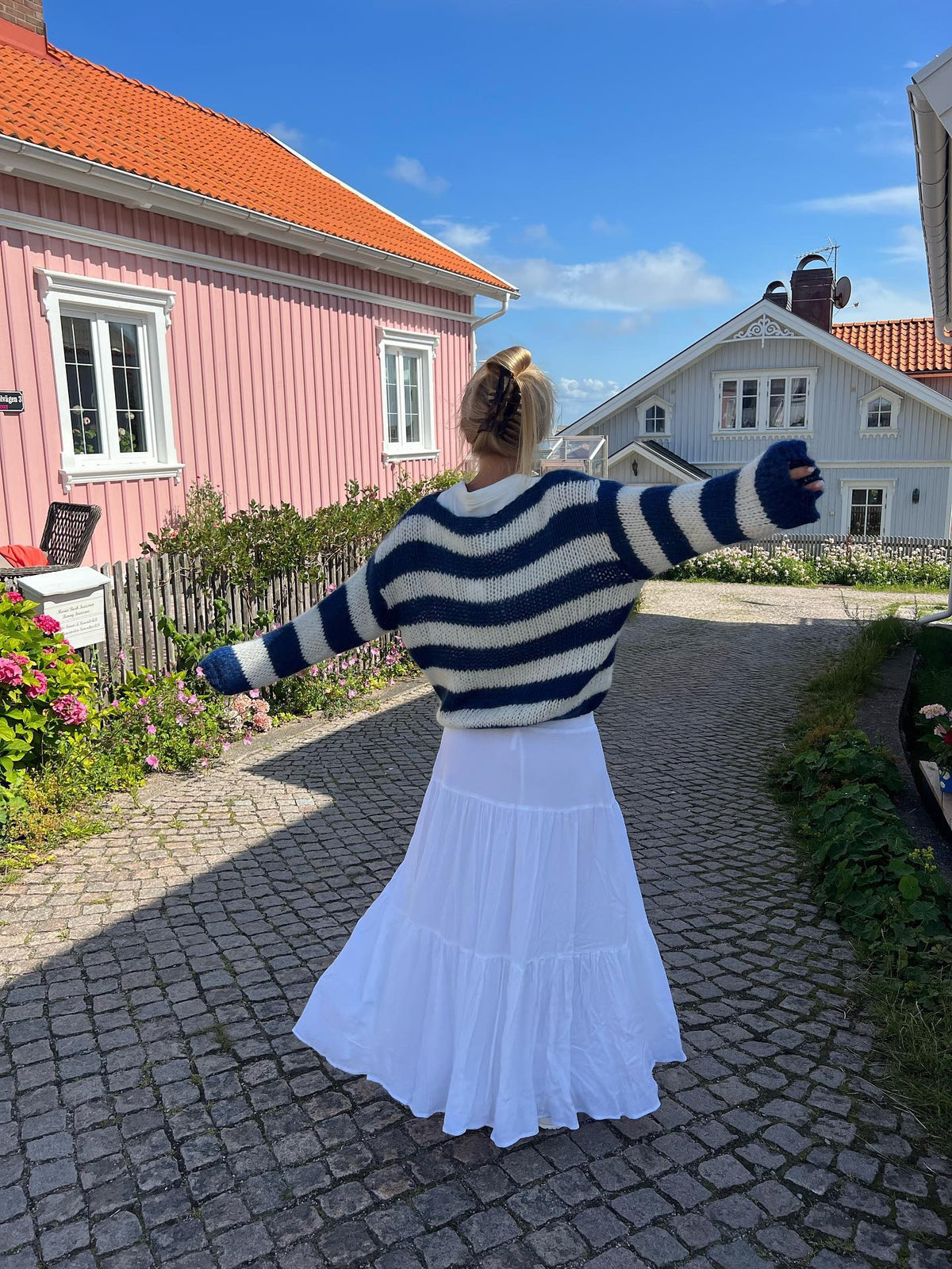 Women's Striped Oversized Jumper Crew Neck Long Sleeve