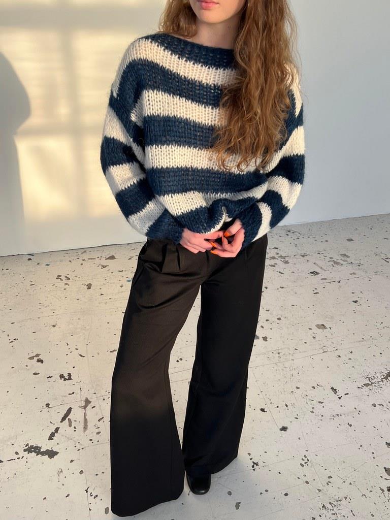 Women's Striped Oversized Jumper Crew Neck Long Sleeve