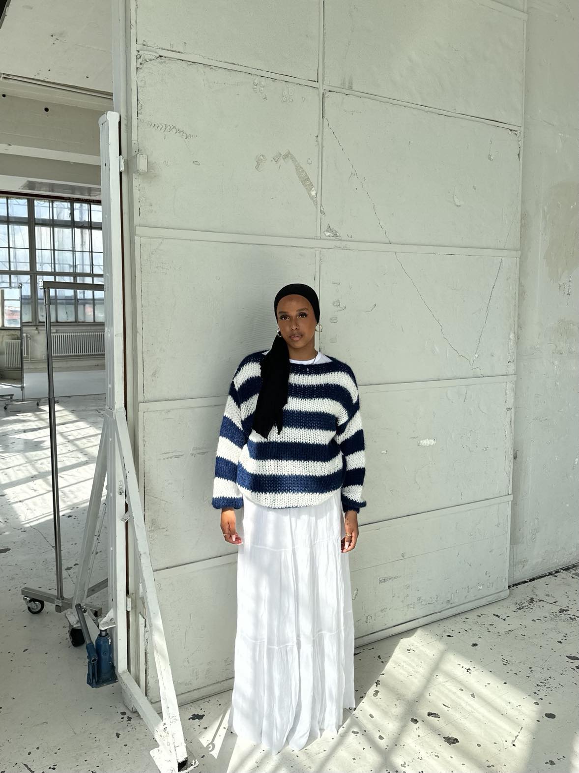 Women's Striped Oversized Jumper Crew Neck Long Sleeve
