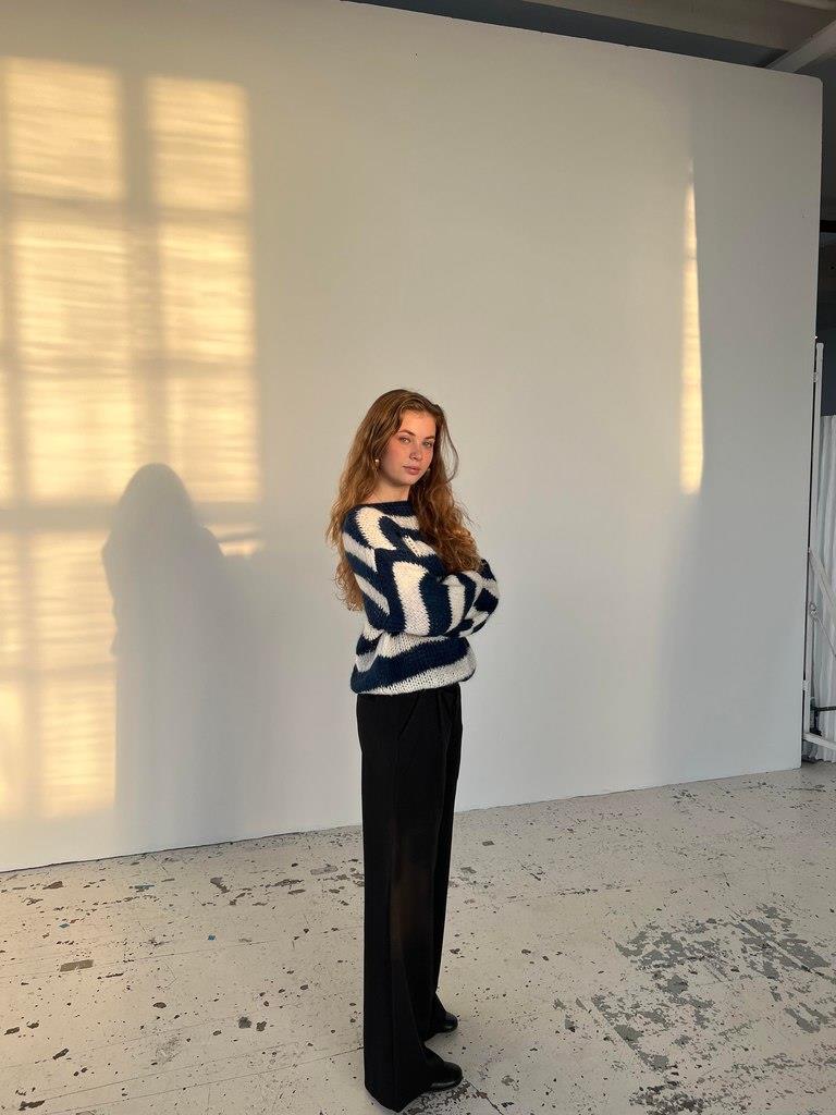 Women's Striped Oversized Jumper Crew Neck Long Sleeve