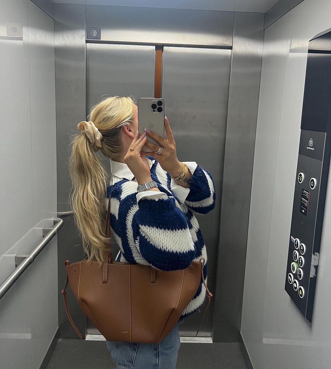 Women's Striped Oversized Jumper Crew Neck Long Sleeve