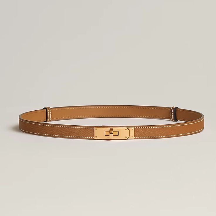 Women's Leather Belt with Metal Turn-Lock Closure