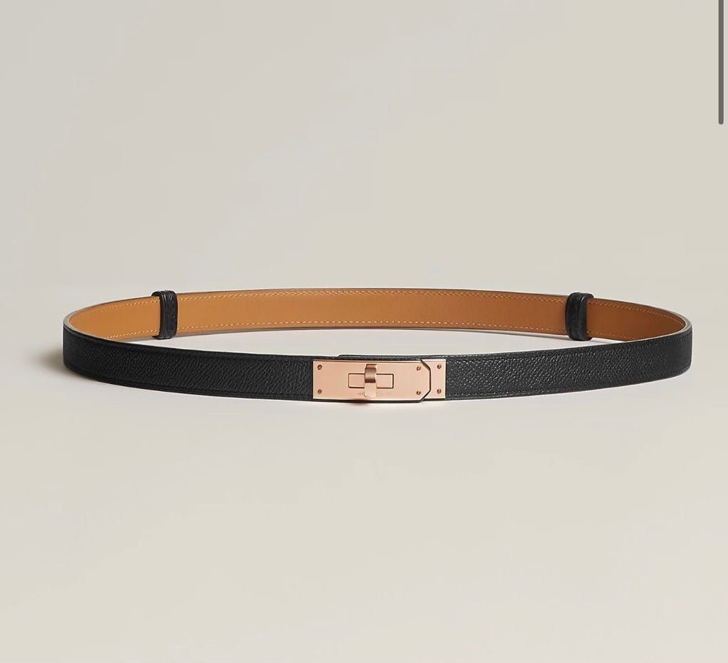 Women's Leather Belt with Metal Turn-Lock Closure