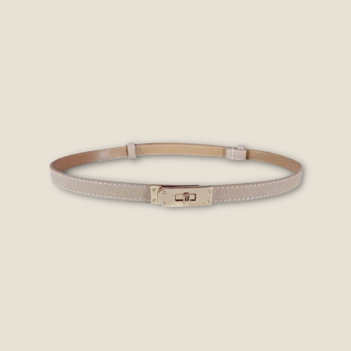 Women's Leather Belt with Metal Turn-Lock Closure