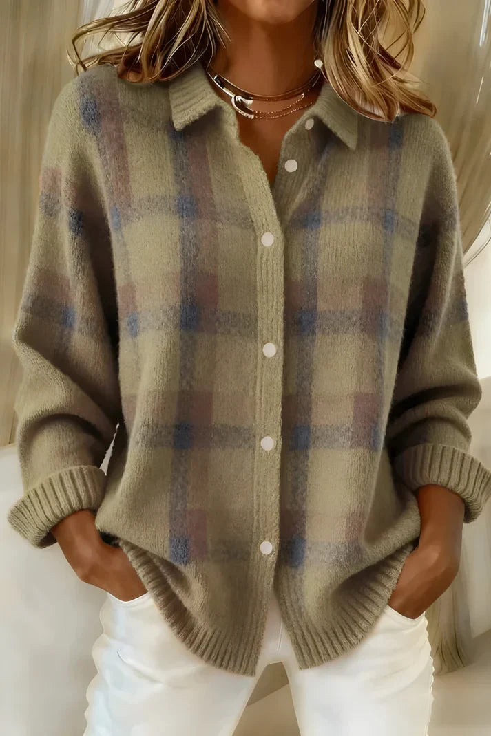Women's Plaid Button-Up Flannel Shirt