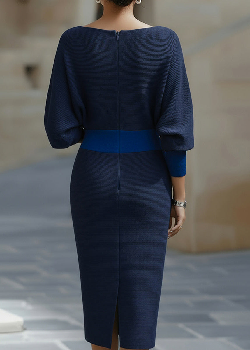 Ceylan Women’s Draped Batwing Midi Dress with Cowl Neckline