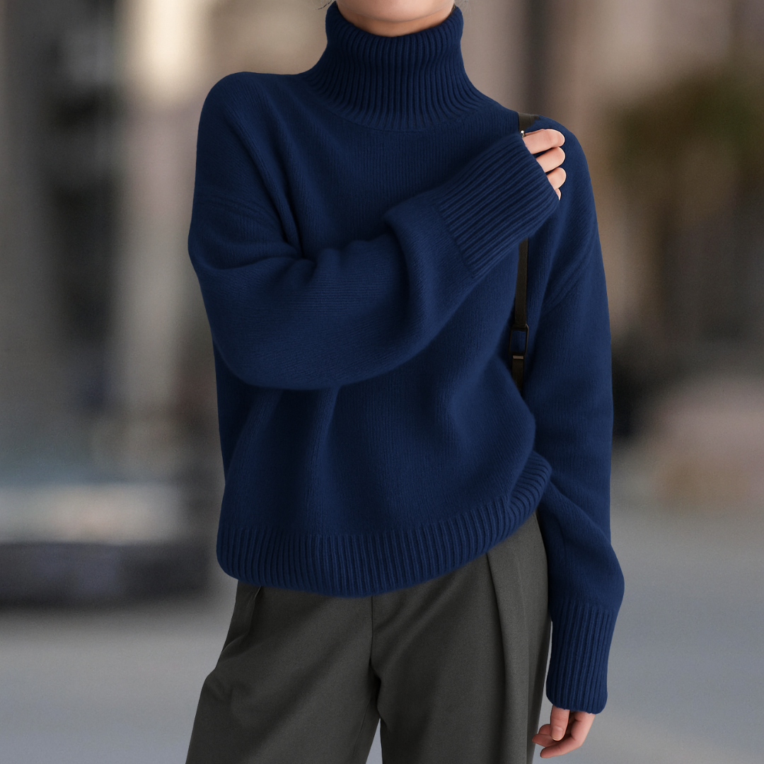 Women¡¯s Turtle Neck Drop Shoulder Casual Winter Sweater