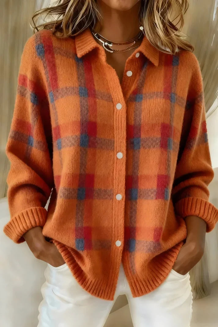 Women's Plaid Button-Up Flannel Shirt