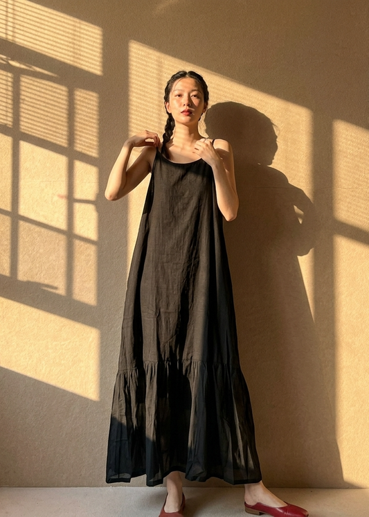 Women’s Maxi Dress with Spaghetti Straps and Tiered Ruffle Hem