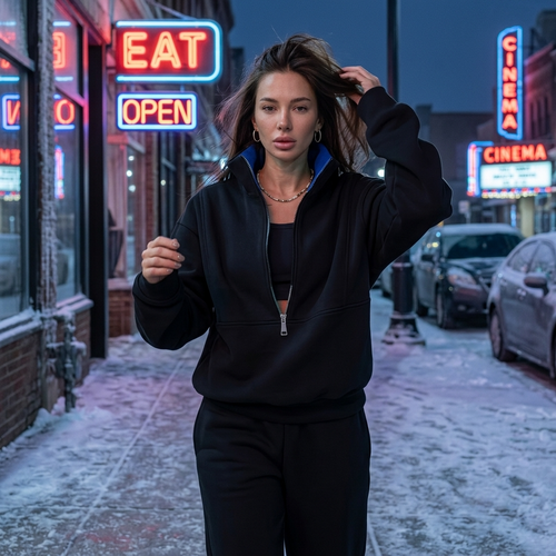 Women¡¯s 2-Piece Sweatsuit with Half-Zip Pullover and High Waisted Joggers