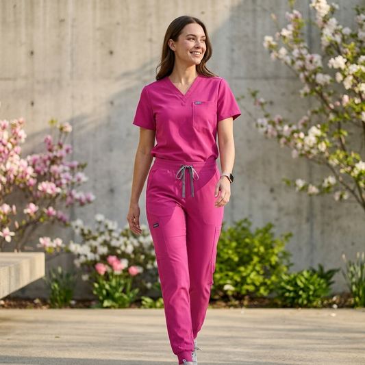 Women's Premium Four-Way Stretch Medical Scrubs Set with Multi-Pocket Utility
