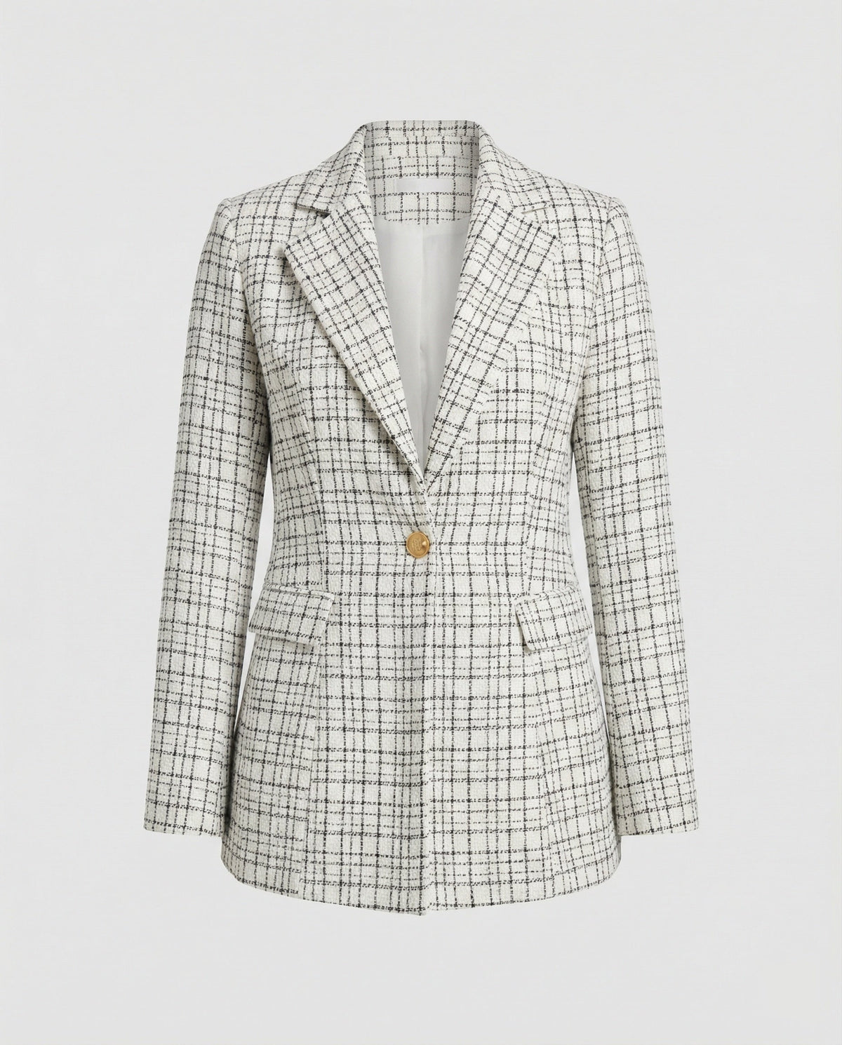 Women's Houndstooth Tailored Blazer Single Button
