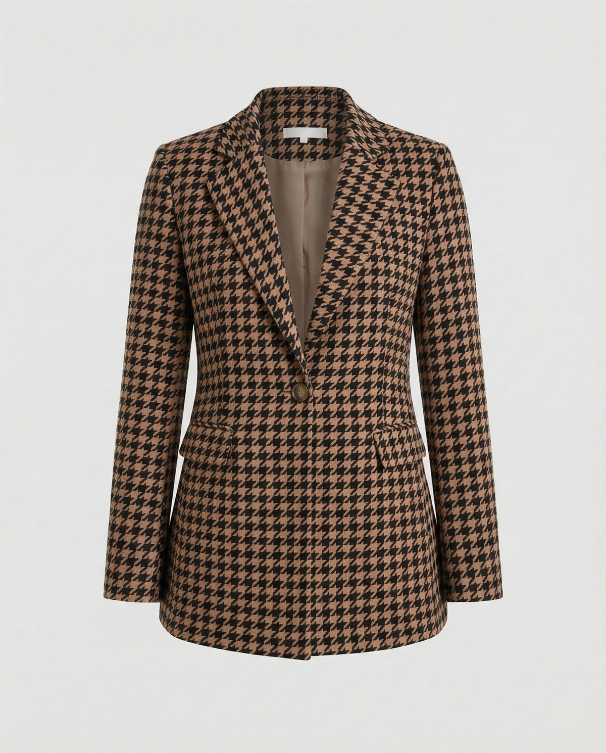Women's Houndstooth Tailored Blazer Single Button