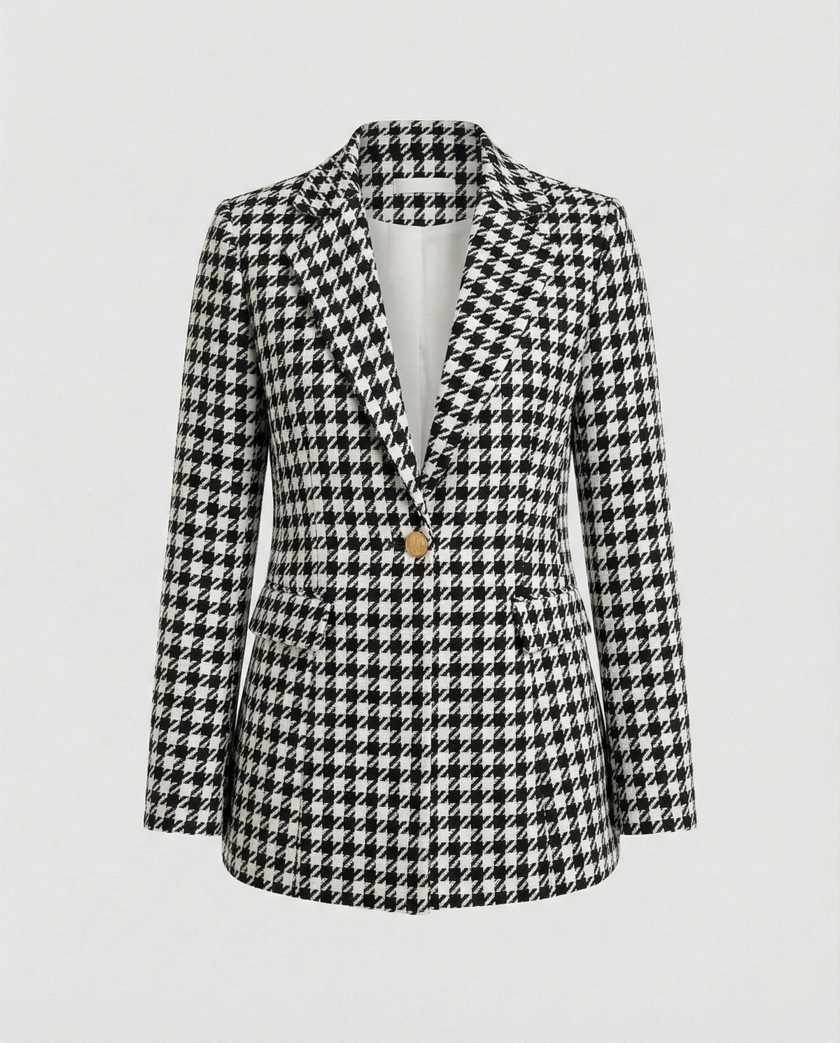 Women's Houndstooth Tailored Blazer Single Button