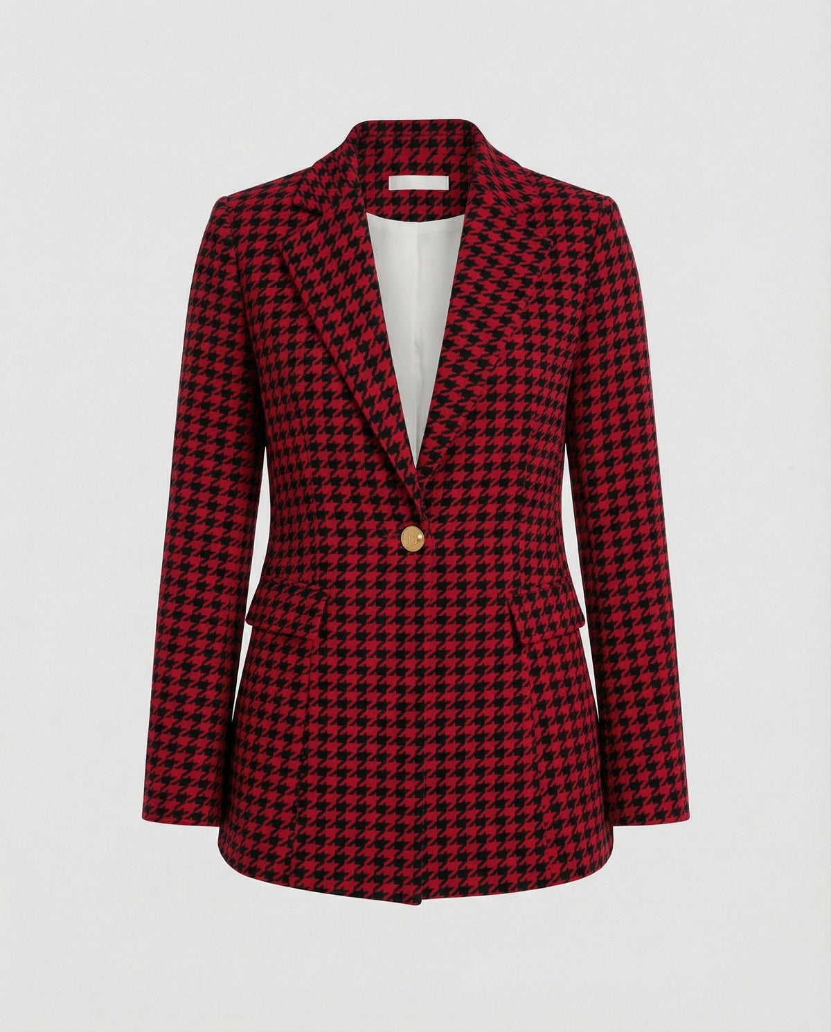 Women's Houndstooth Tailored Blazer Single Button