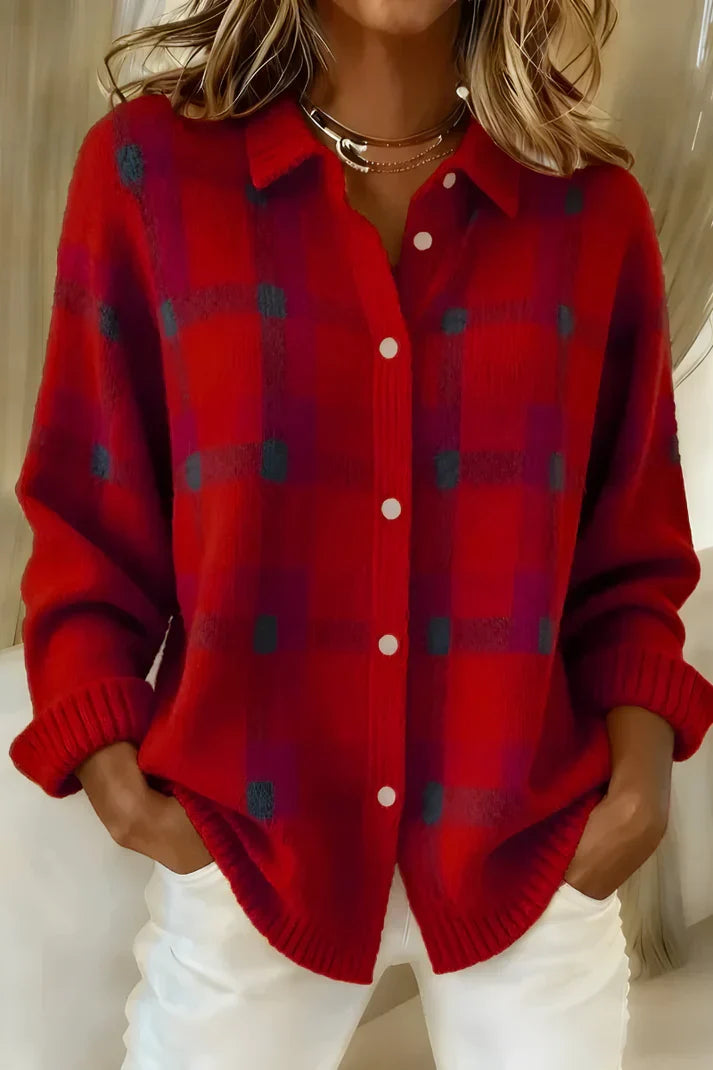 Women's Plaid Button-Up Flannel Shirt