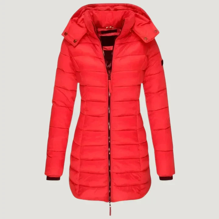 Women's Lightweight Long Puffer Coat With Stand Collar