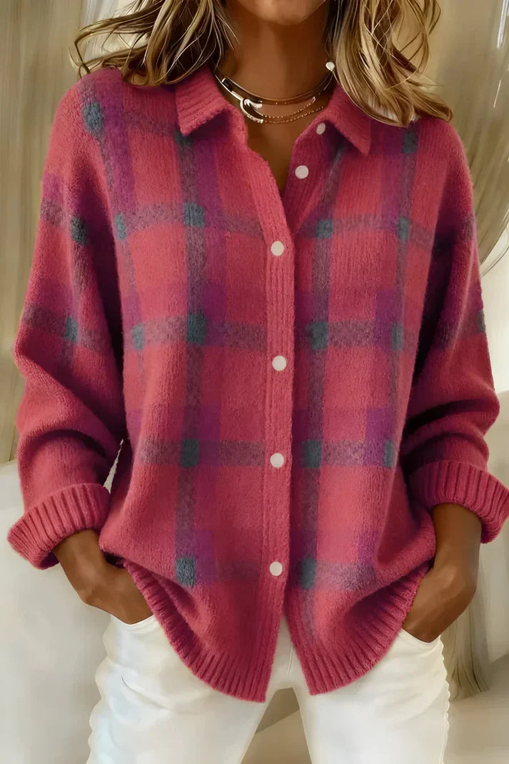 Women's Plaid Button-Up Flannel Shirt