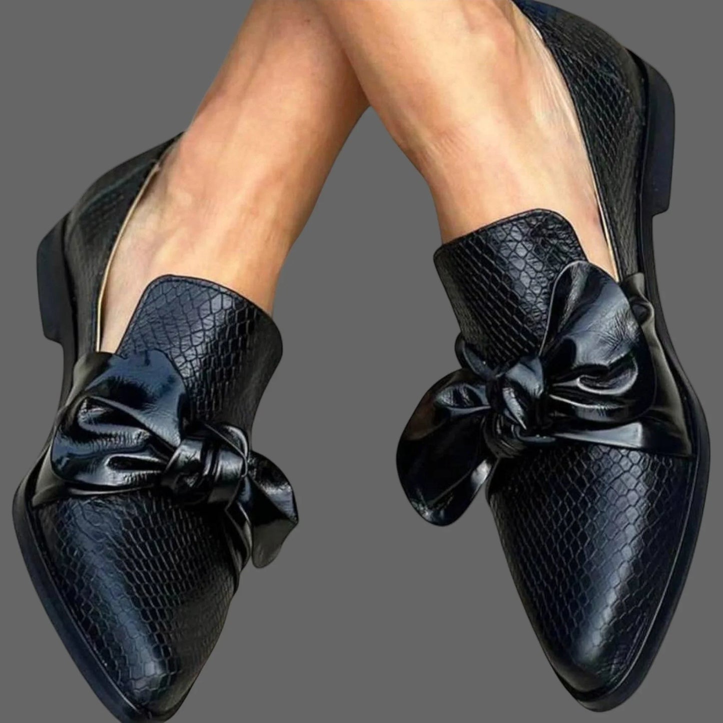 Saddle Shoes For Women | Black Bow Detail Loafers
