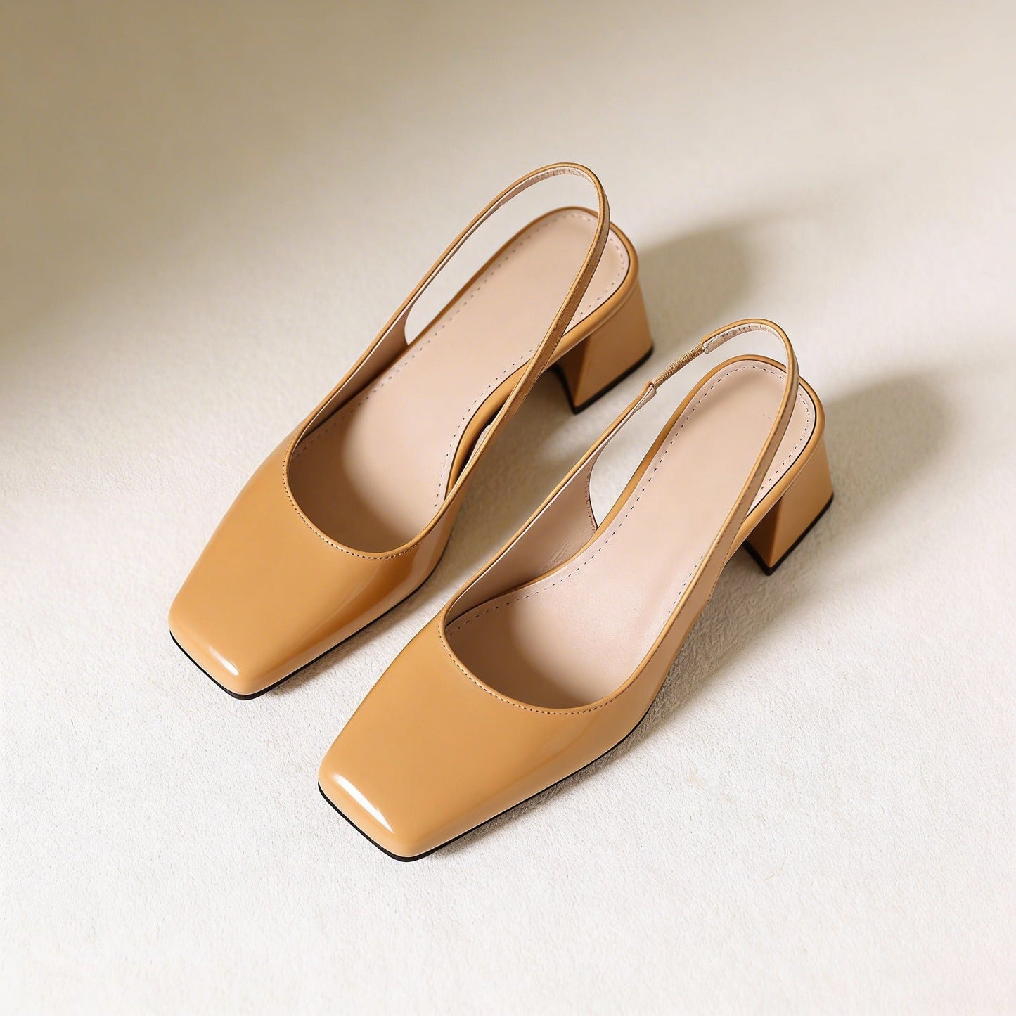Women’s Block Heel Sandals with Genuine Leather Straps and Square Open Toe