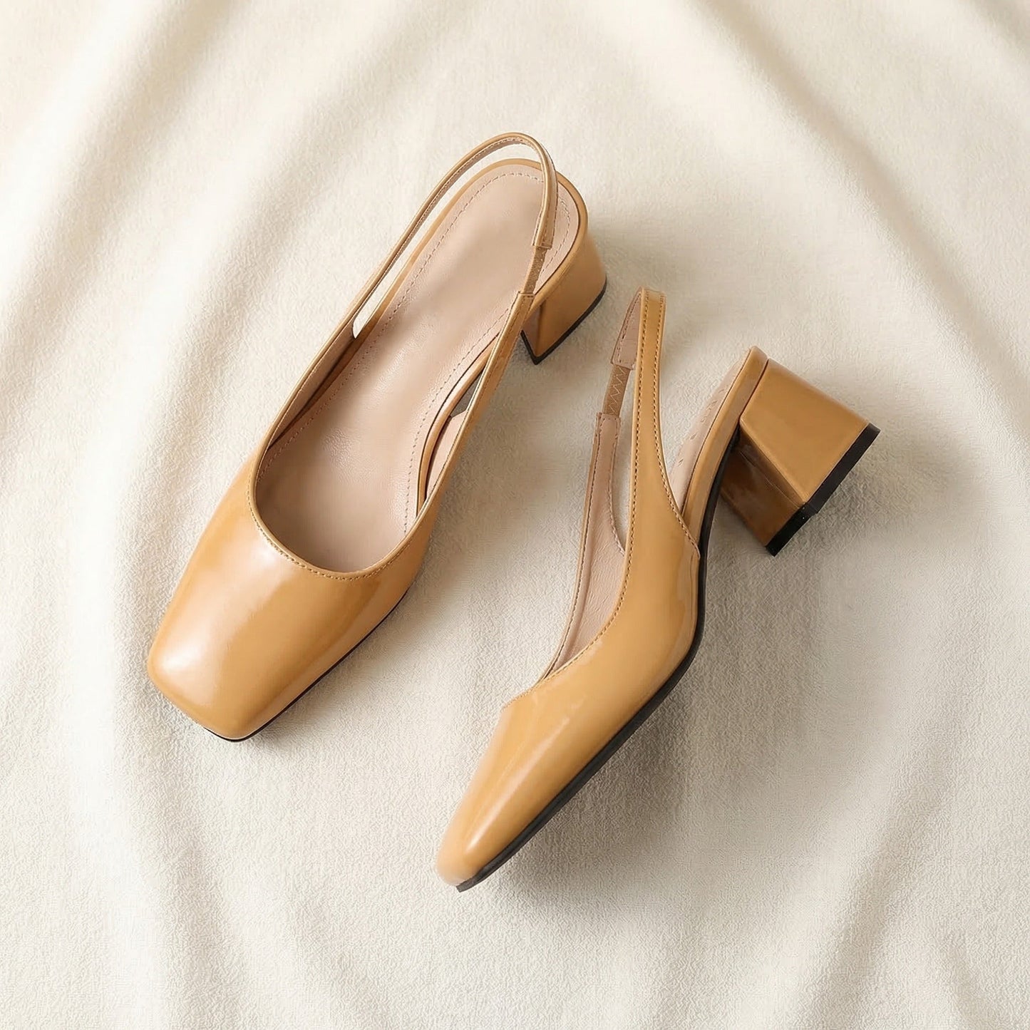 Women’s Block Heel Sandals with Genuine Leather Straps and Square Open Toe