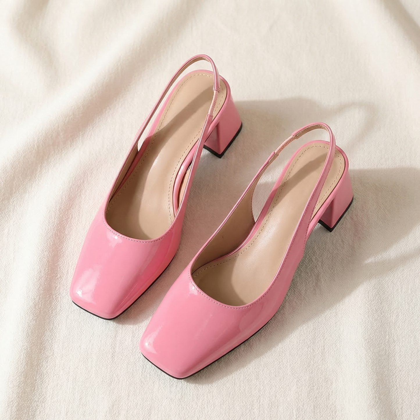 Women’s Block Heel Sandals with Genuine Leather Straps and Square Open Toe