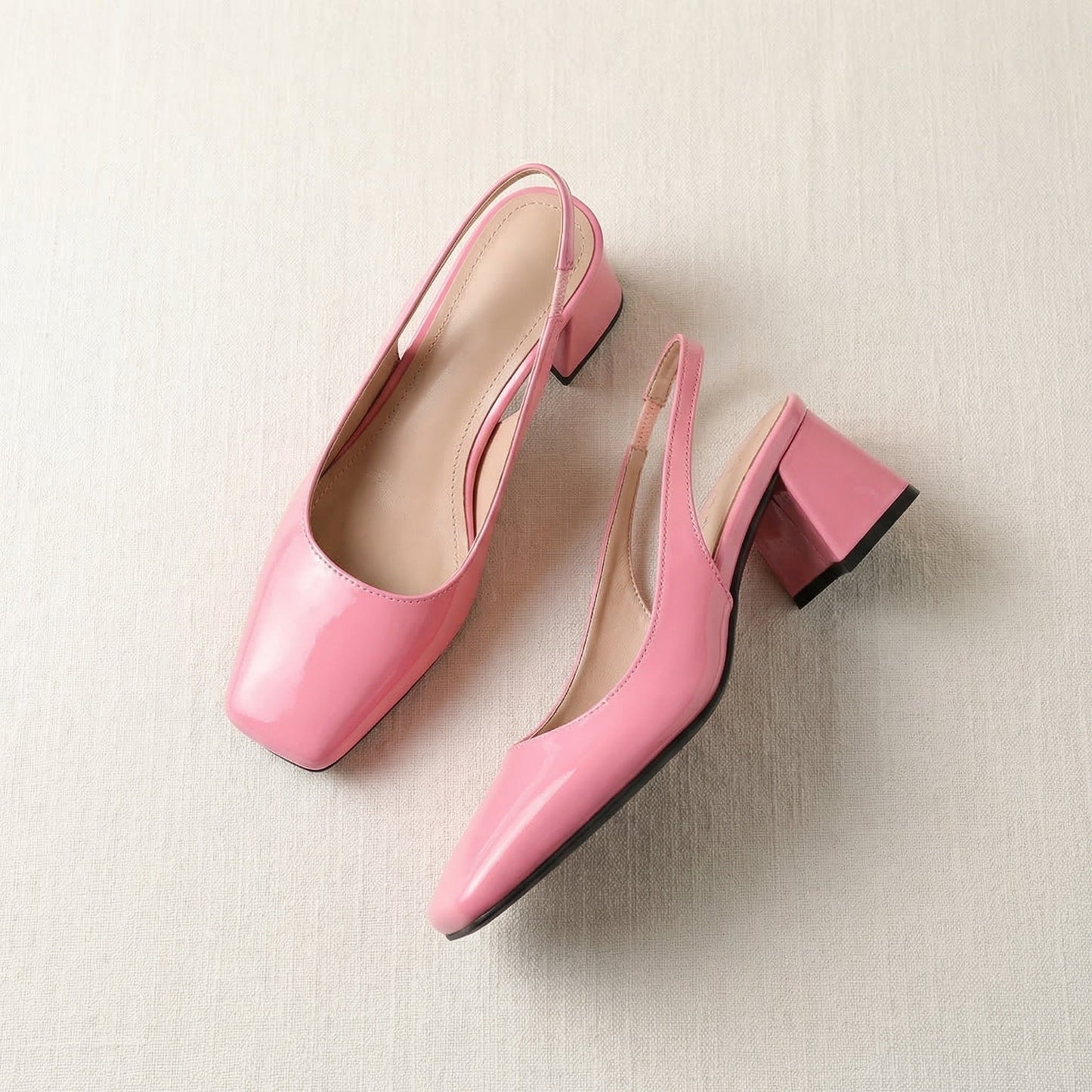 Women’s Block Heel Sandals with Genuine Leather Straps and Square Open Toe