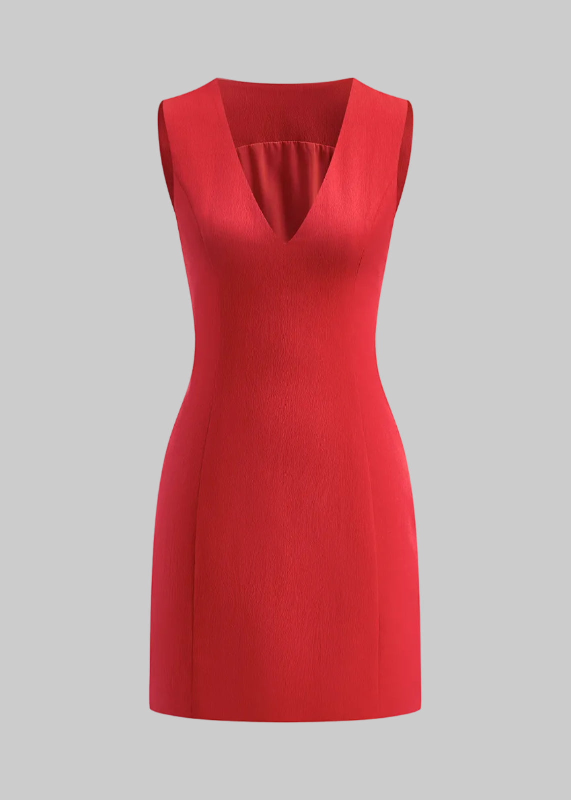 Women’s Mini Dress with Deep V-Neckline and Sleeveless Shift Silhouette