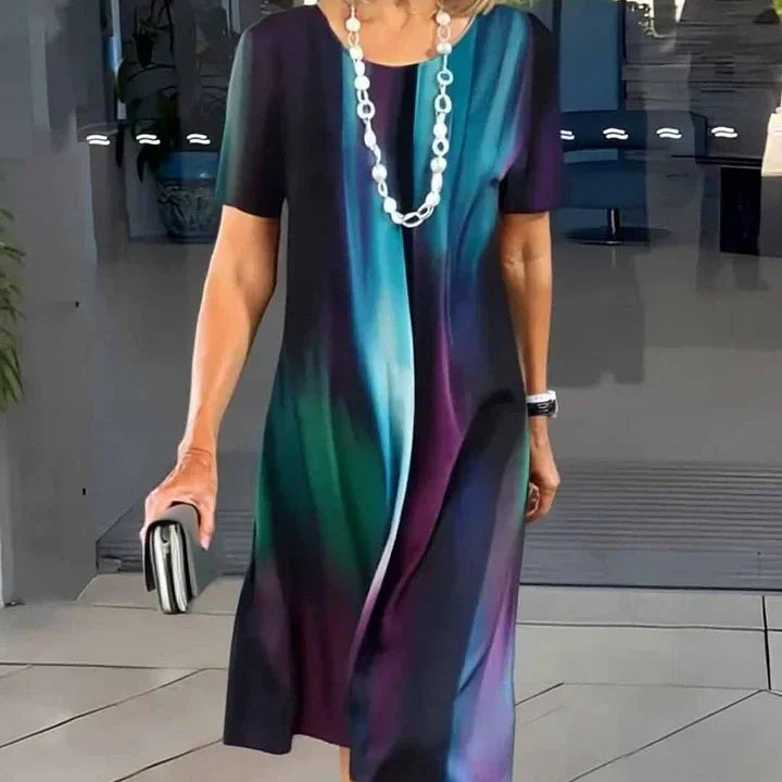Women’s T-Shirt Dress with Abstract Graphic Print and Short Sleeve Shift Fit