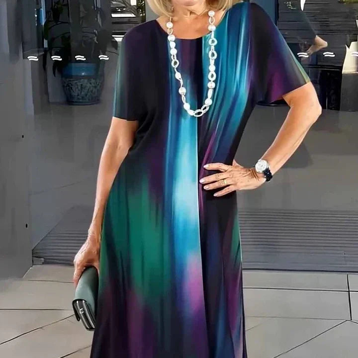 Women’s T-Shirt Dress with Abstract Graphic Print and Short Sleeve Shift Fit