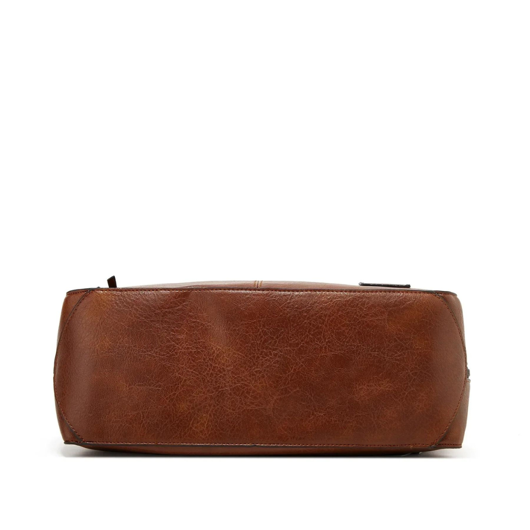 Women's Leather Shoulder Bag with Zip Details and Crossbody Strap