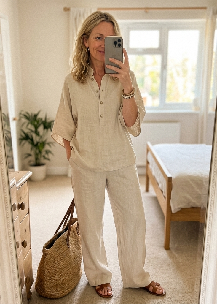 Women’s Co-Ord Set with Batwing Sleeve Top and Wide Leg Trousers