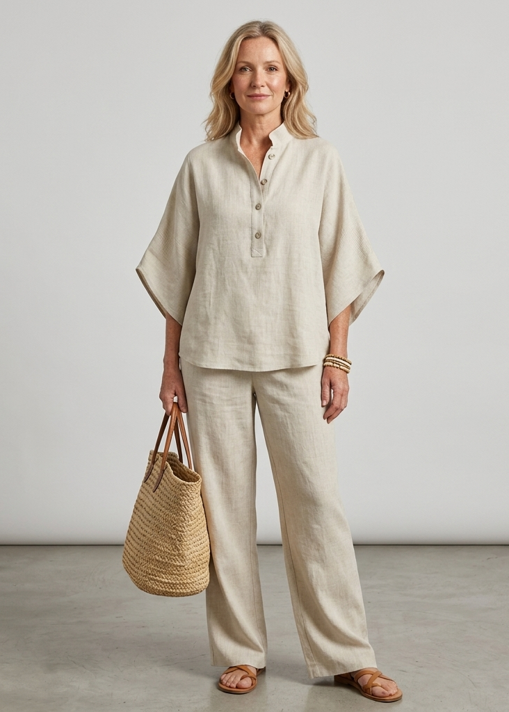 Women’s Co-Ord Set with Batwing Sleeve Top and Wide Leg Trousers