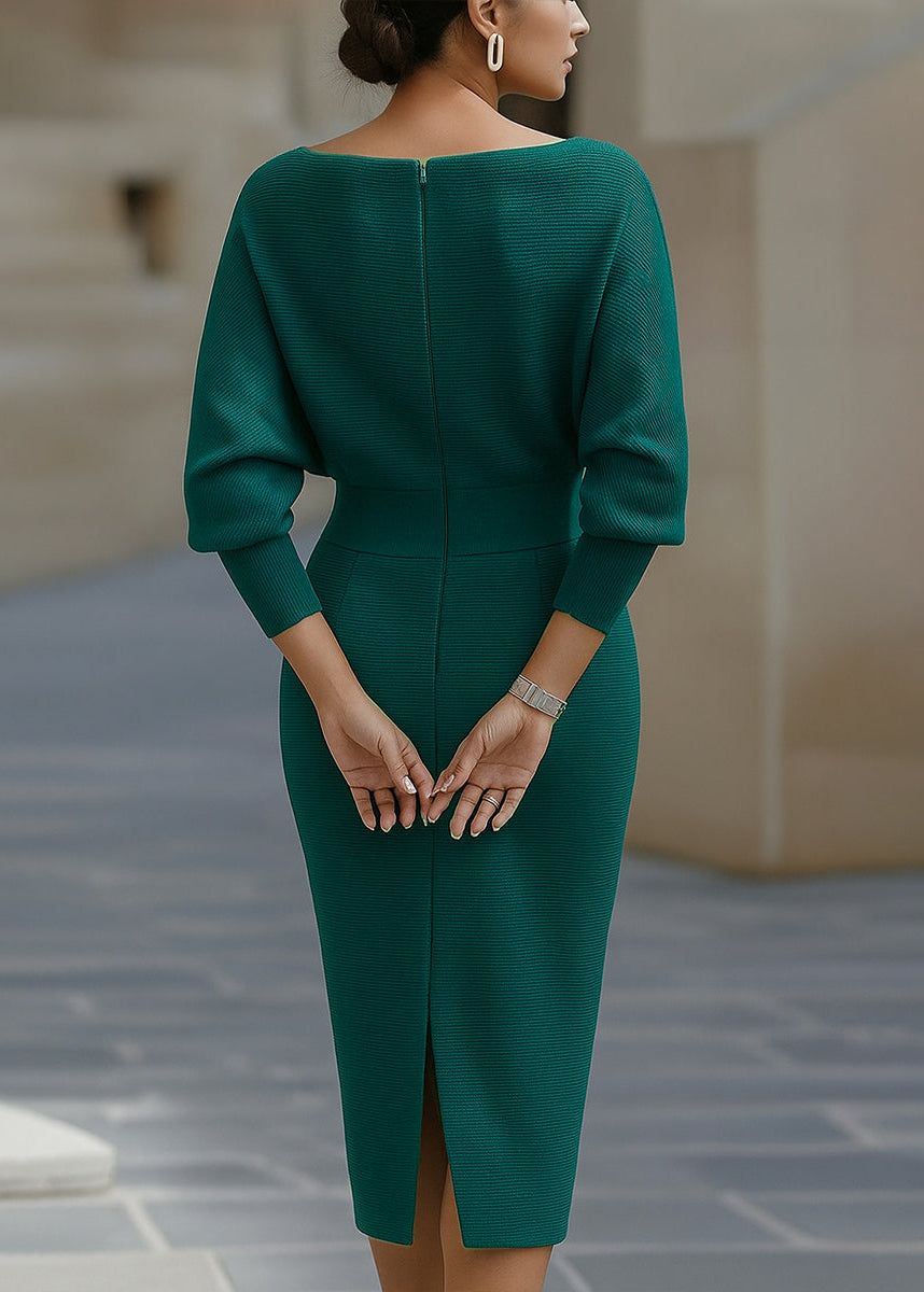 Ceylan Women’s Draped Batwing Midi Dress with Cowl Neckline