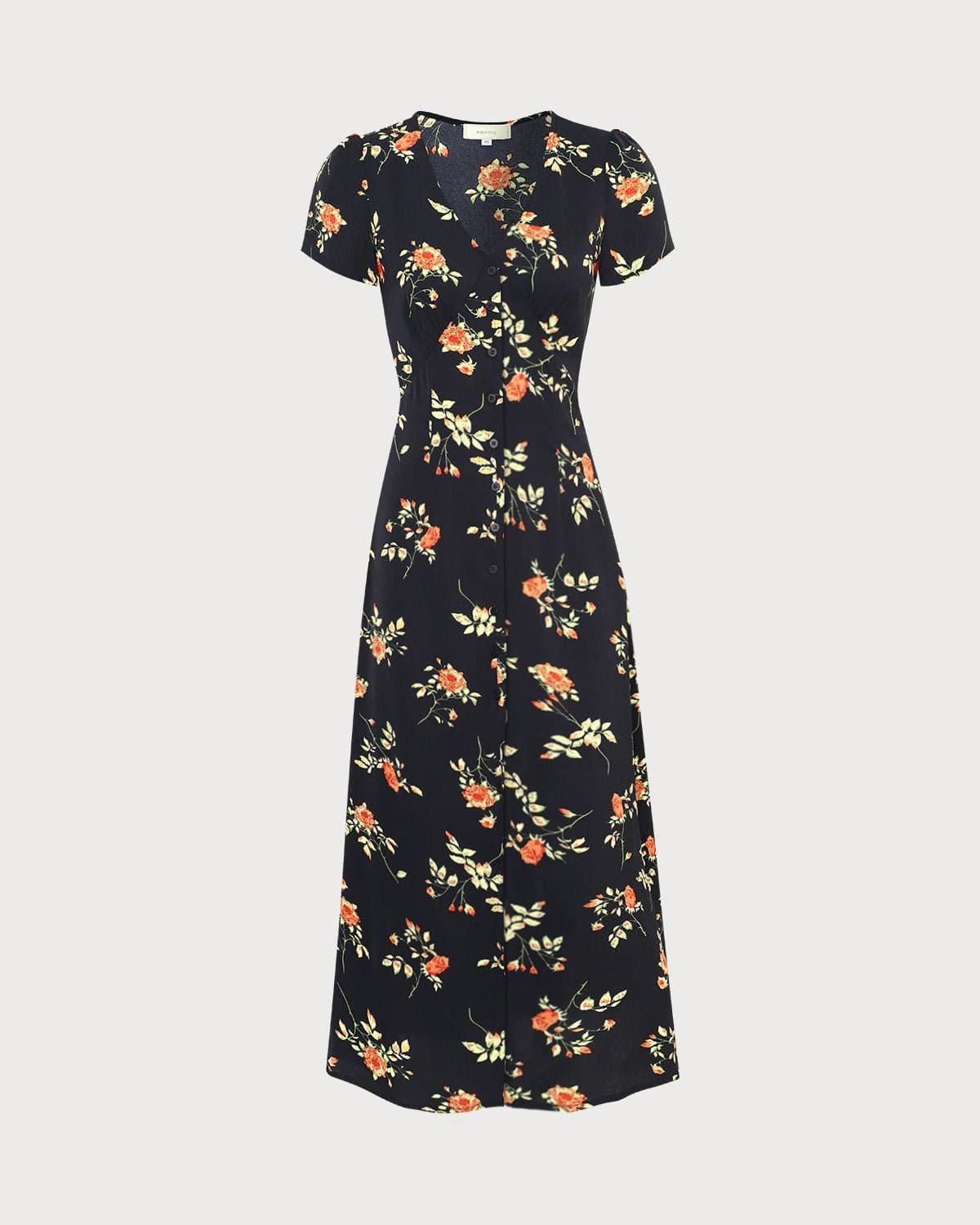 Women¡¯s Maxi Dress with Button-Down Front and Vintage Floral Print