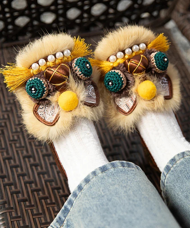 Tiger Shoes For Women | Embroidered Fuzzy Slip On