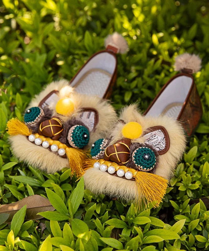 Tiger Shoes For Women | Embroidered Fuzzy Slip On