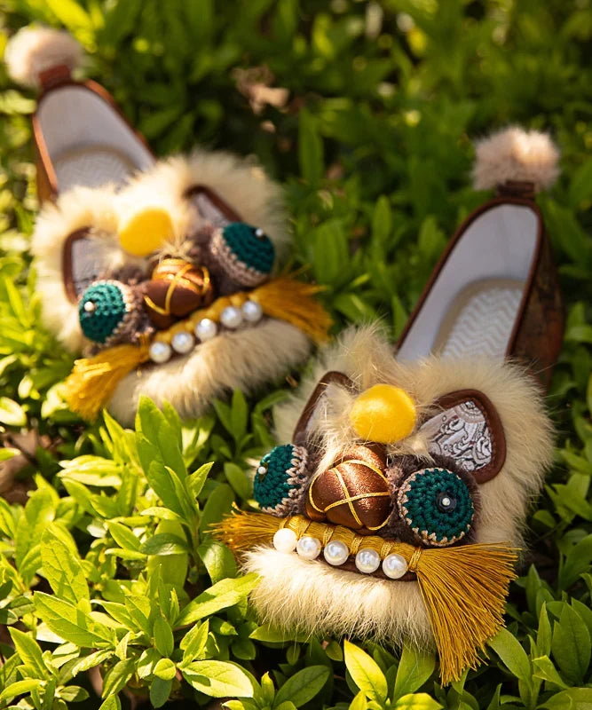 Tiger Shoes For Women | Embroidered Fuzzy Slip On