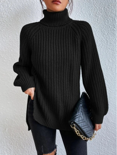 Women's Chunky Knit Turtleneck Jumper Relaxed Fit