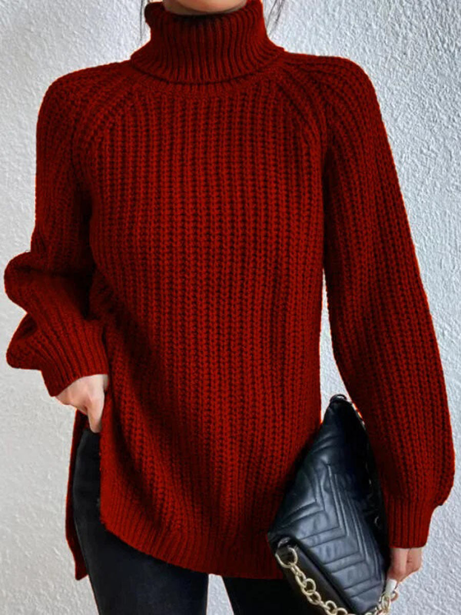 Women's Chunky Knit Turtleneck Jumper Relaxed Fit