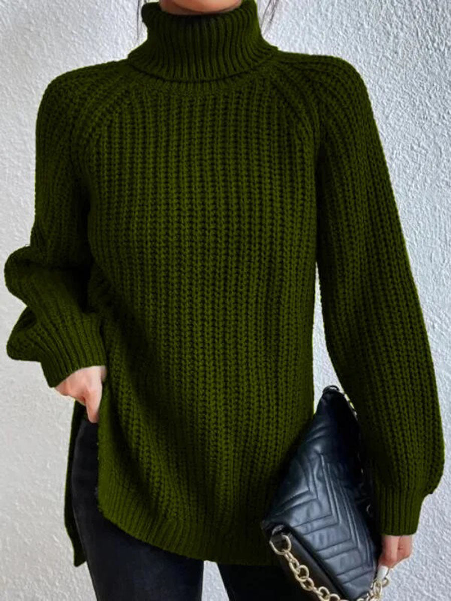 Women's Chunky Knit Turtleneck Jumper Relaxed Fit
