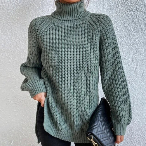 Women's Chunky Knit Turtleneck Jumper Relaxed Fit