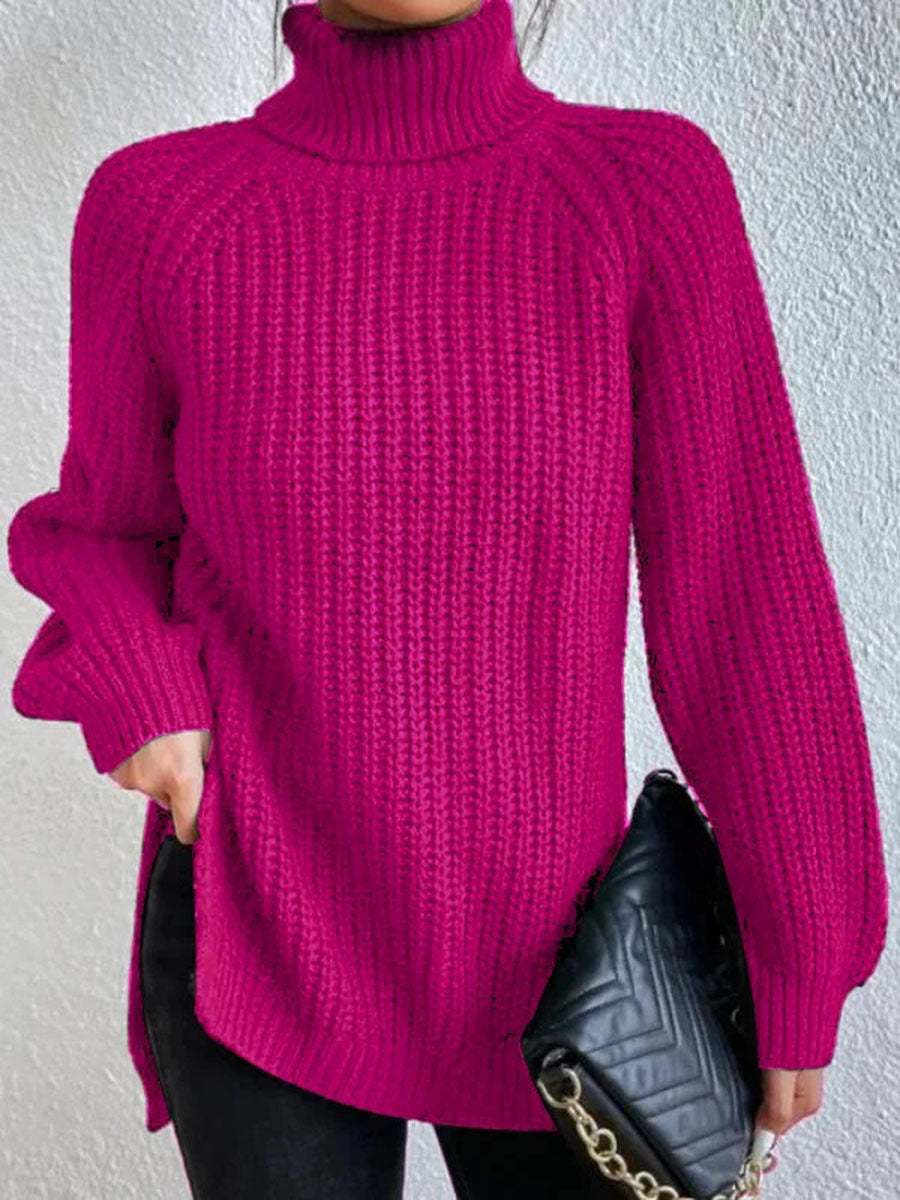 Women's Chunky Knit Turtleneck Jumper Relaxed Fit